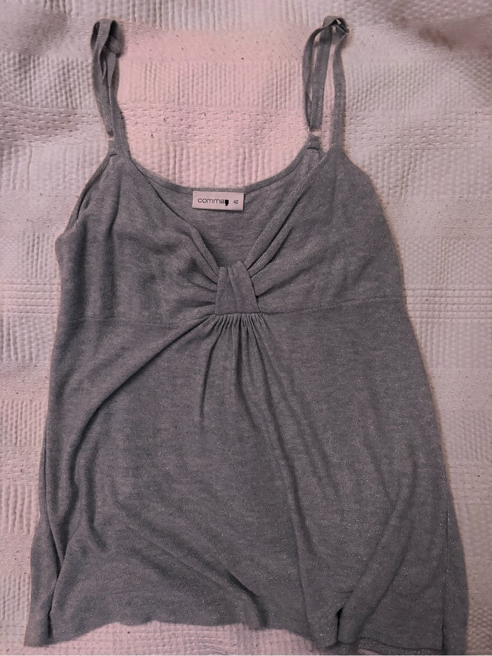 Comma Gray Knit Tie-Shoulder Camisole Top